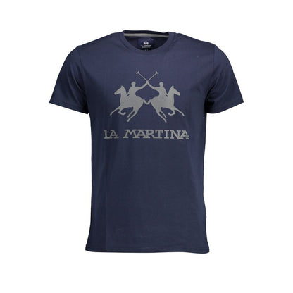 Синяя хлопковая футболка Chic с круглым вырезом La Martina