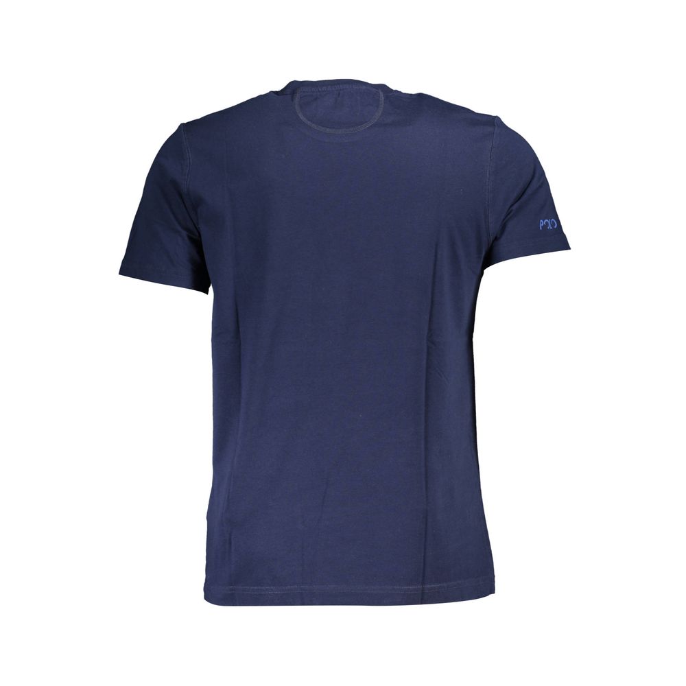 La Martina Элегантная синяя хлопковая футболка с шикарным принтом