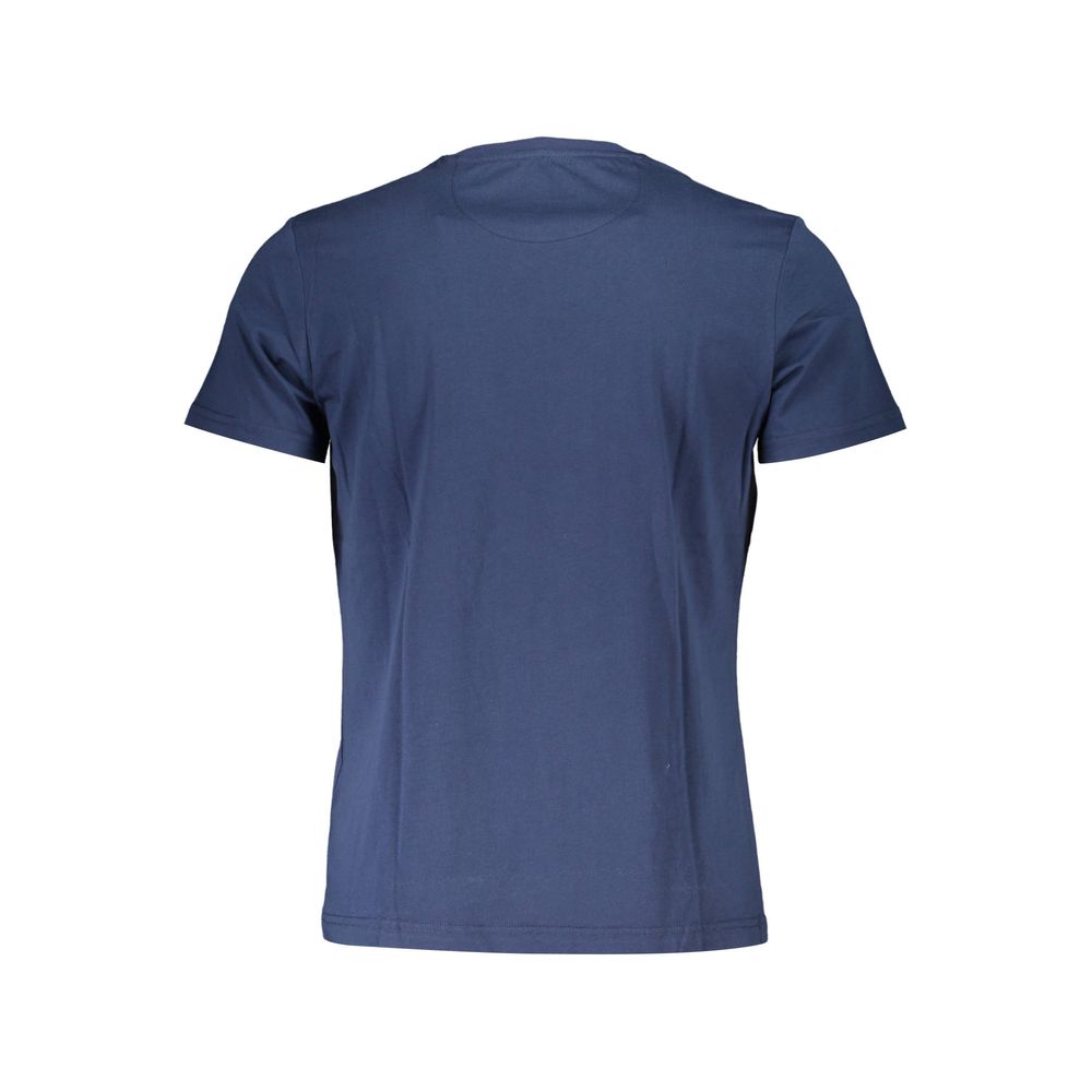 T-shirt La Martina Elegante in cotone blu con stemma iconico