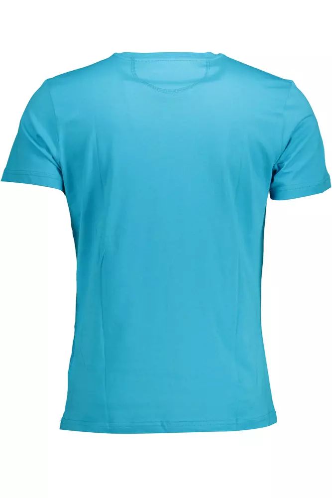 Классическая хлопковая футболка с круглым вырезом La Martina синего цвета