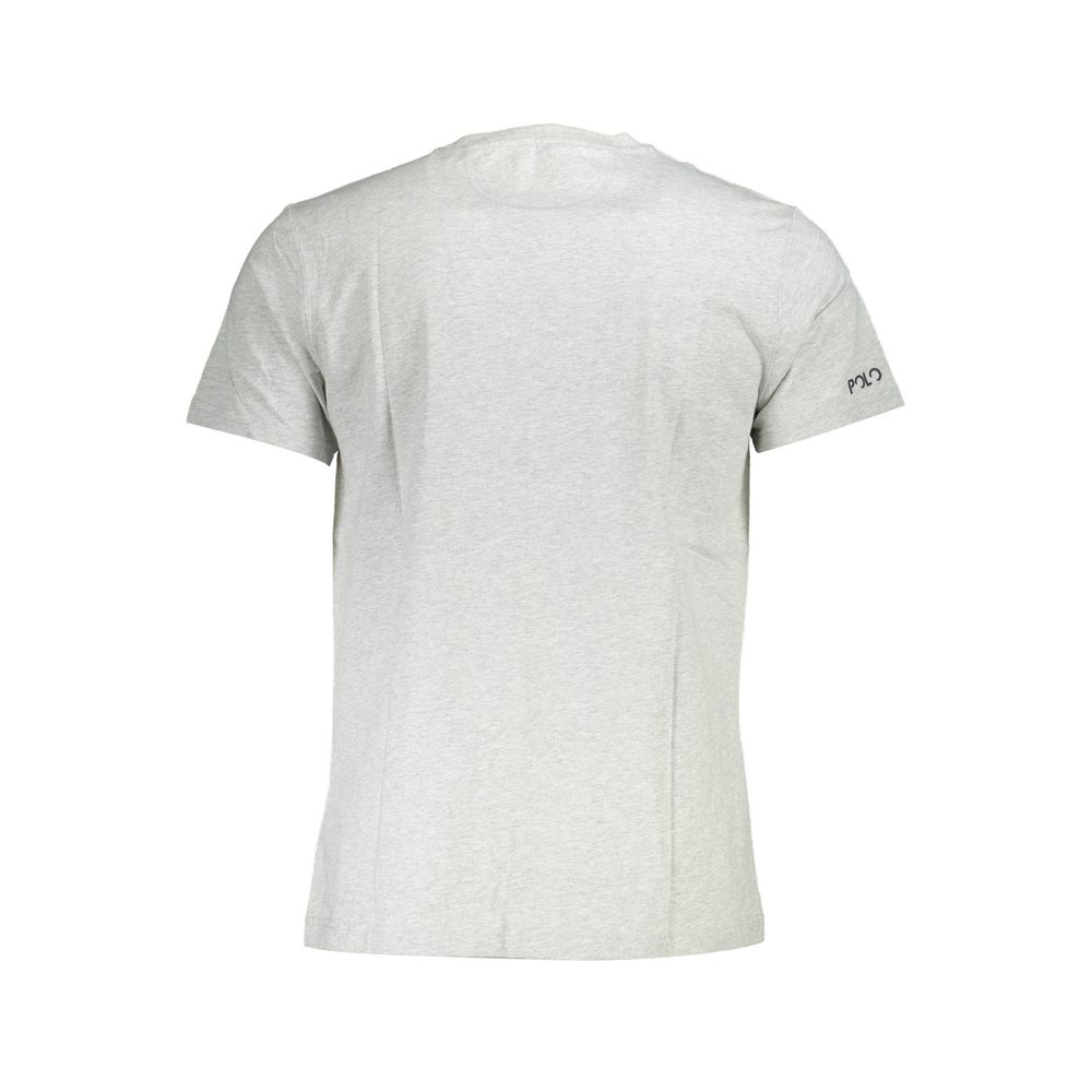 La Martina Элегантная серая футболка с круглым вырезом и культовым логотипом