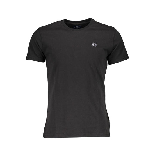 La Martina Элегантная черная хлопковая футболка с вышивкой