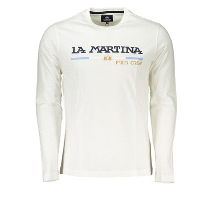 Шикарная белая футболка La Martina с круглым вырезом и вышивкой