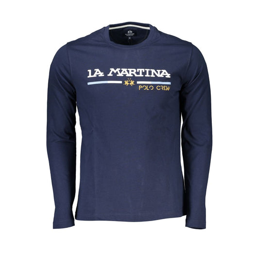 La Martina Шикарная синяя футболка с круглым вырезом и вышивкой