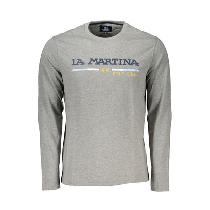 La Martina Элегантная футболка с длинными рукавами и круглым вырезом с вышивкой