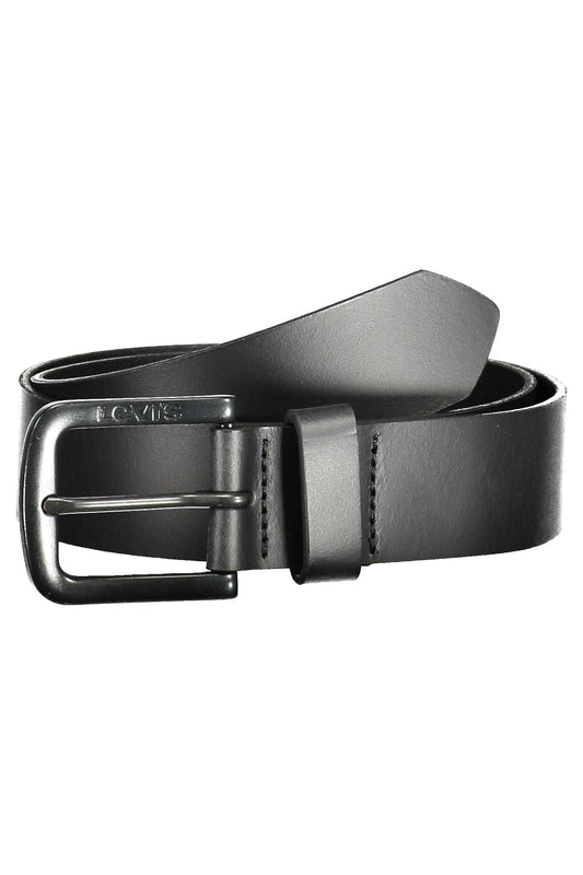 Levi's Elegant Black Leather Belt with Metal Buckle - PER.FASHION