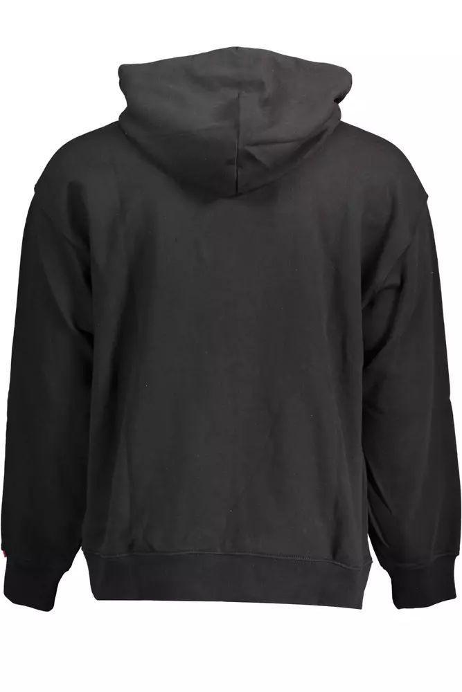 Levi's Sleek Black Cotton Hoodie with Embroidered Logo - PER.FASHION