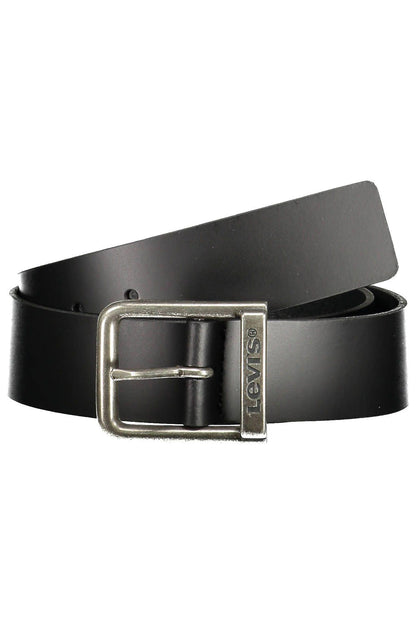 Levi's Sleek Black Leather Belt with Metal Buckle - PER.FASHION
