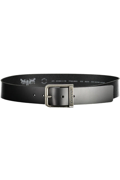 Levi's Sleek Black Leather Belt with Metal Buckle - PER.FASHION