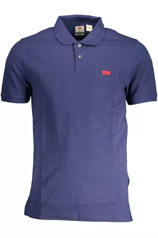 Облегченная синяя хлопковая футболка-поло Levi's с шикарным логотипом
