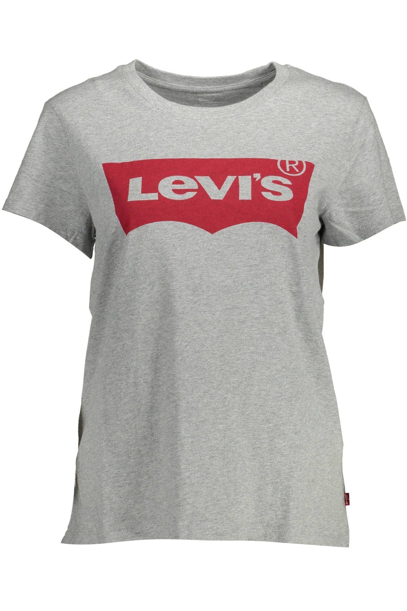 Levi's Chic Gray Logo Print Tee for Casual Elegance - PER.FASHION