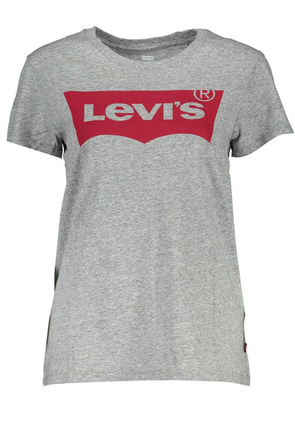 Levi's Chic Gray Printed Logo Cotton Tee for Women - PER.FASHION