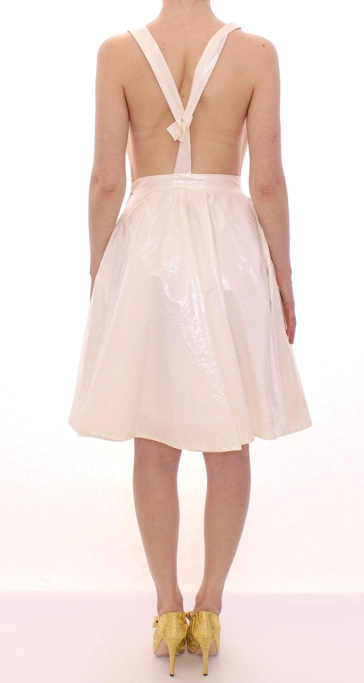 Licia Florio Elegant White Tea Halterneck Dress - PER.FASHION