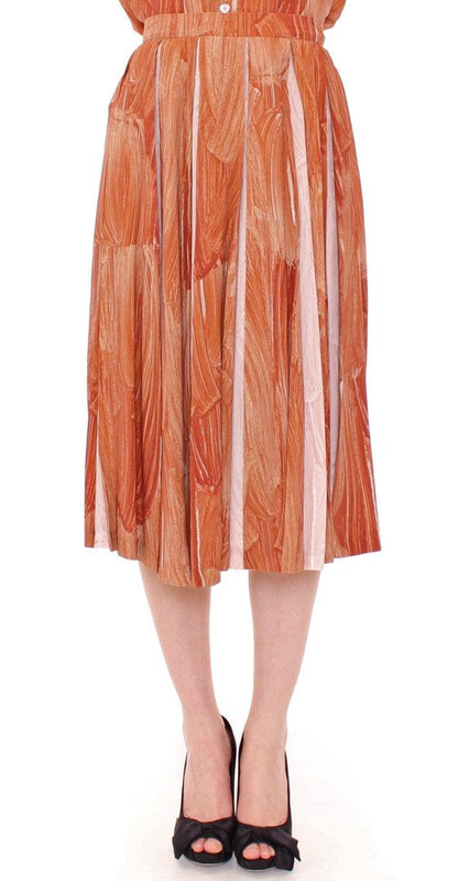 Licia Florio Orange Brown Below-Knee Chic Skirt - PER.FASHION