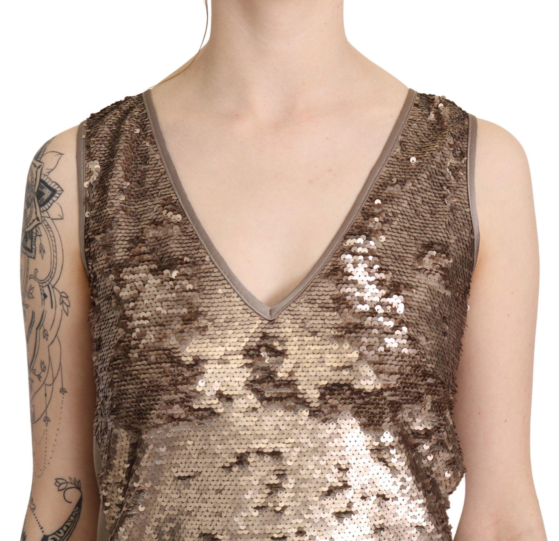 Liu Jo Glamorous V-Neck Sleeveless Sequin Mini Dress - PER.FASHION