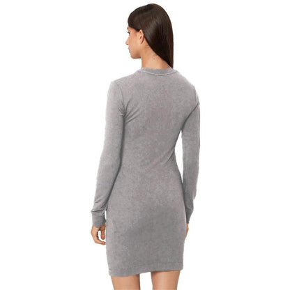 Love Moschino Chic Gray Cotton Blend Dress with Logo Detail - PER.FASHION