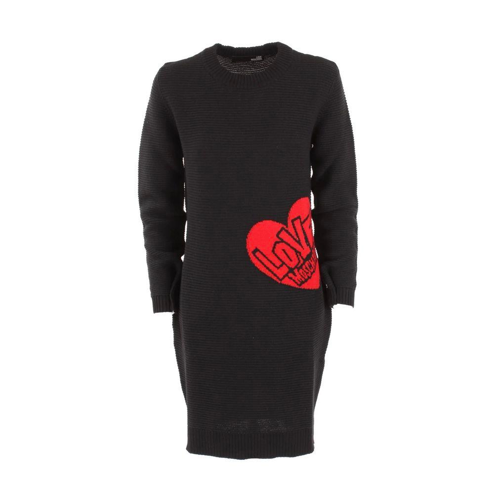Love Moschino Chic Heart Pattern Knit Wool-Blend Dress - PER.FASHION