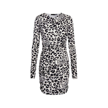 Love Moschino Chic Red Leopard V-Neck Ruffle Dress - PER.FASHION