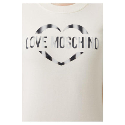 Love Moschino Chic White Cotton Blend Dress with Logo Accent - PER.FASHION