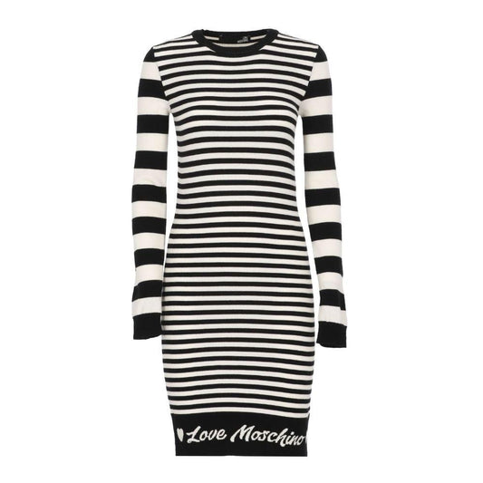 Love Moschino Elegant Striped Knit Dress with Long Sleeves - PER.FASHION