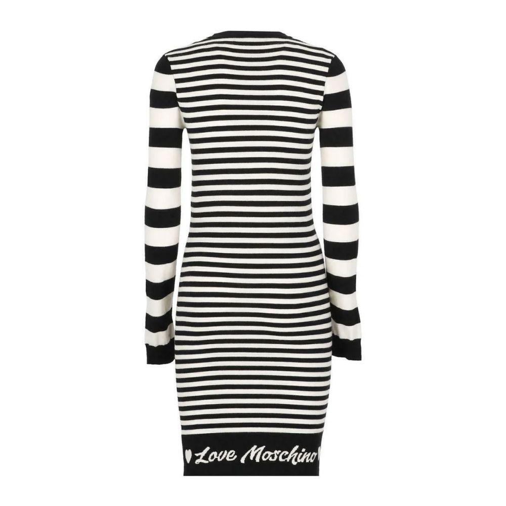 Love Moschino Elegant Striped Knit Dress with Long Sleeves - PER.FASHION