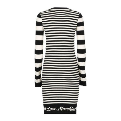 Love Moschino Elegant Striped Knit Dress with Long Sleeves - PER.FASHION