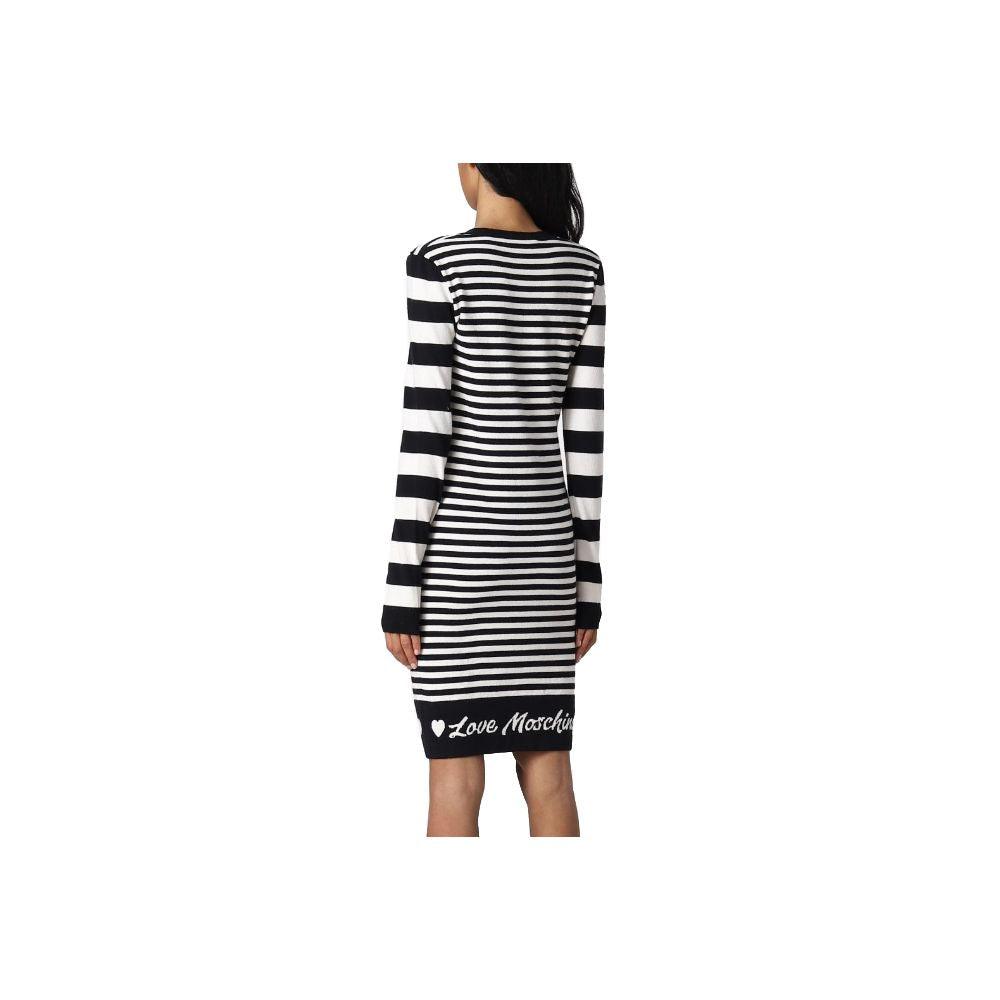 Love Moschino Elegant Striped Knit Dress with Long Sleeves - PER.FASHION