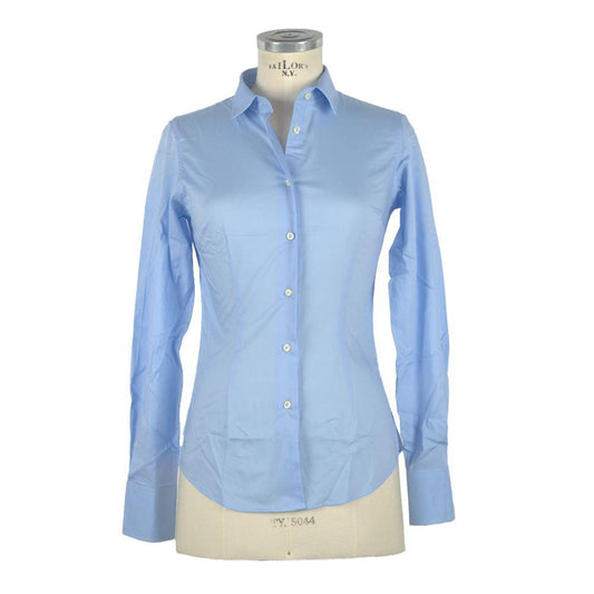 Made in Italy Elegant Light Blue Slim Fit Blouse - PER.FASHION
