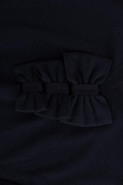 MARGHI LO' Elegant Over Knee Blue Wool Dress - PER.FASHION