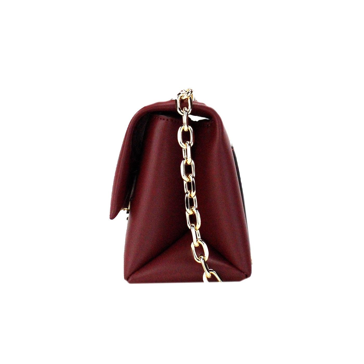 Michael Kors Cece Small Dark Cherry Vegan Leather Convertible Flap Crossbody Bag - PER.FASHION