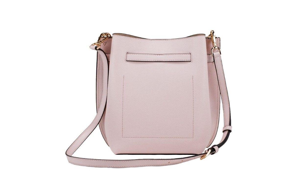 Michael Kors Emilia Small Powder Blush Pebble Leather Bucket Messenger Handbag - PER.FASHION