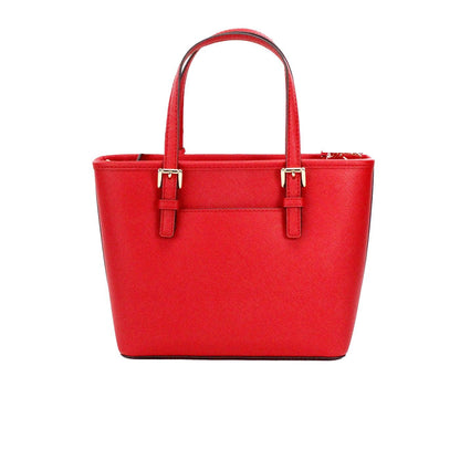 Michael Kors Jet Set Bright Red Leather XS Carryall Top Zip Tote Bag Purse - PER.FASHION