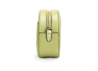 Michael Kors Jet Set Glam Light Sage Leather Front Pocket Oval Crossbody Handbag - PER.FASHION