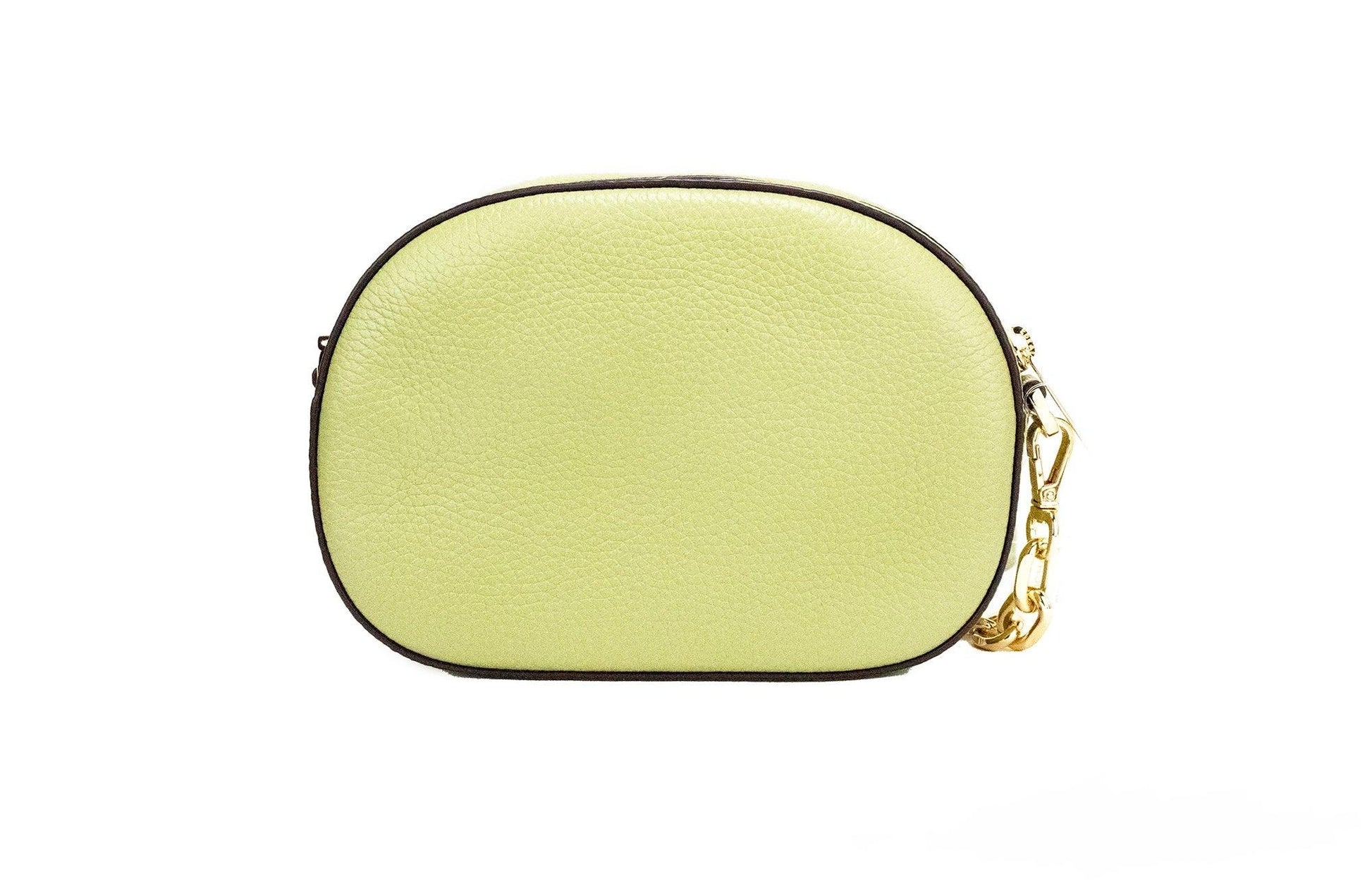 Michael Kors Jet Set Glam Light Sage Leather Front Pocket Oval Crossbody Handbag - PER.FASHION