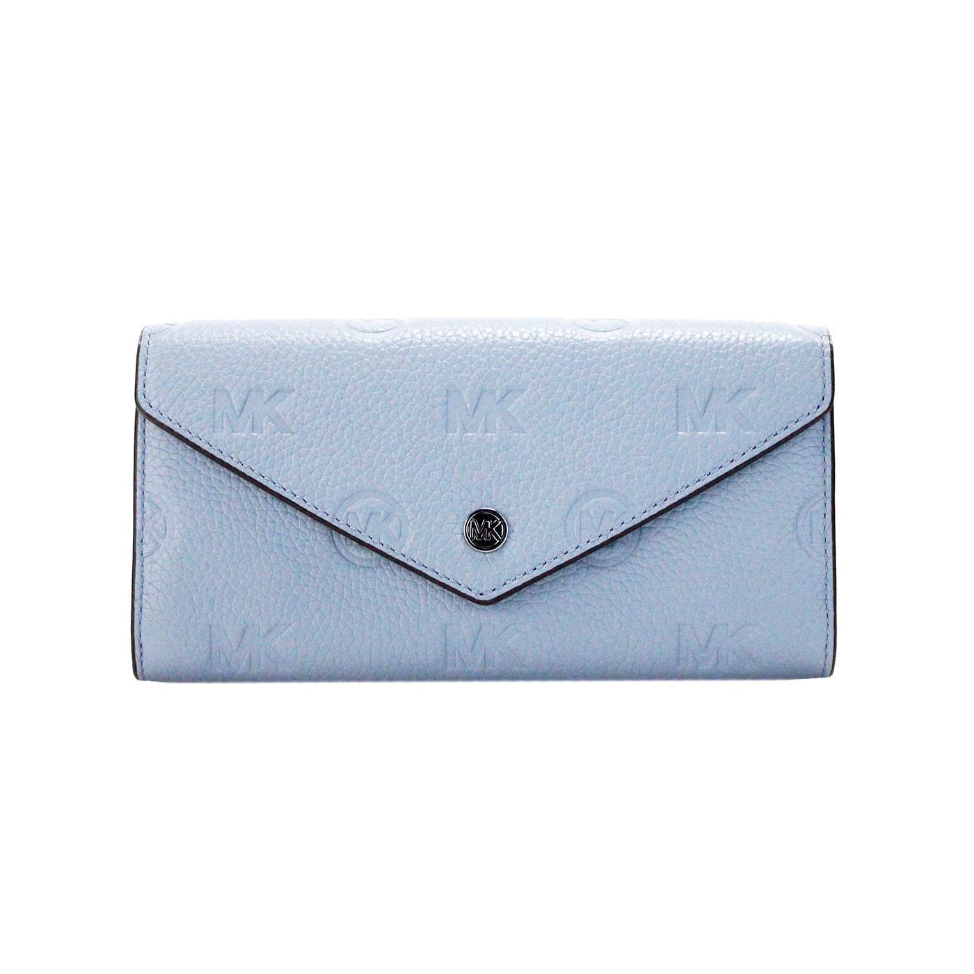 Michael Kors Jet Set Large Pale Blue Embossed Envelope Continental Clutch Wallet - PER.FASHION