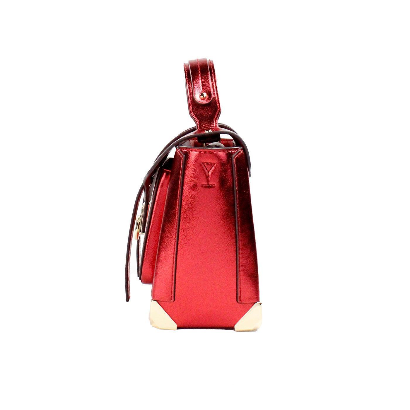 Michael Kors Manhattan Medium Crimson Leather Top Handle School Satchel Bag - PER.FASHION