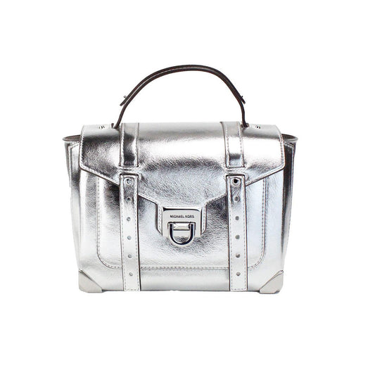 Michael Kors Manhattan Medium Silver Leather Top Handle Satchel Bag - PER.FASHION