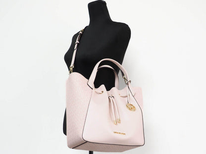 Michael Kors Phoebe Large Powder Blush PVC Leather Drawstring Grab Bag Handbag - PER.FASHION