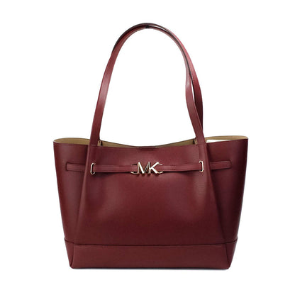 Michael Kors Reed Large Dark Cherry Leather Belted Tote Shoulder Bag Purse - PER.FASHION