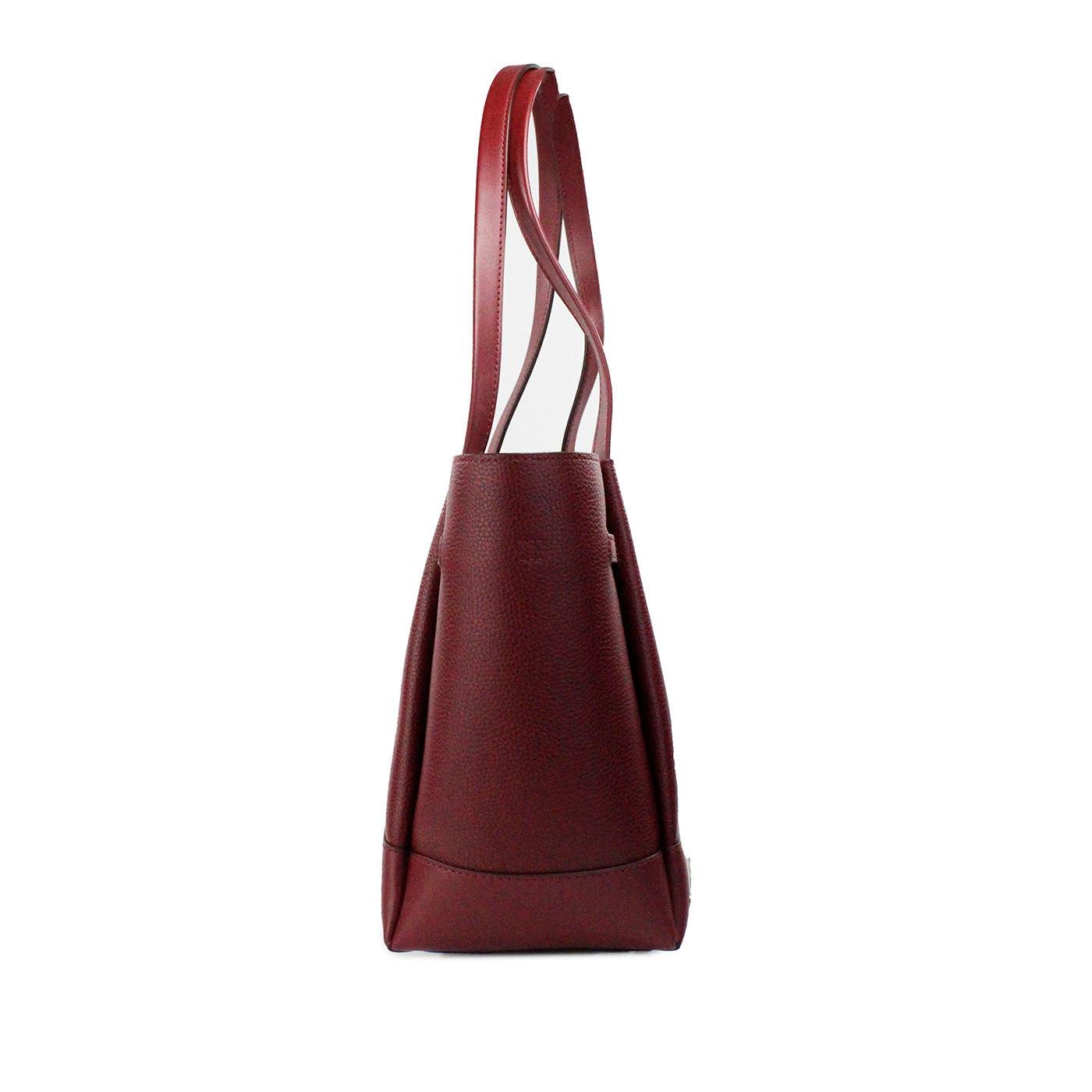 Michael Kors Reed Large Dark Cherry Leather Belted Tote Shoulder Bag Purse - PER.FASHION