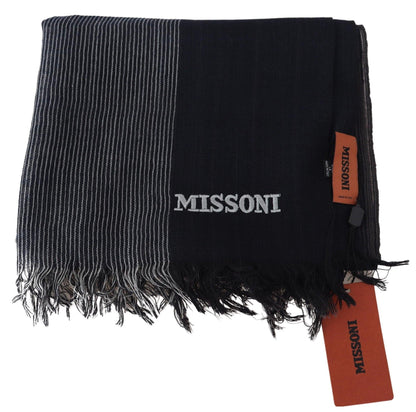 Missoni Black Striped Wool Unisex Neck Wrap Scarf - PER.FASHION