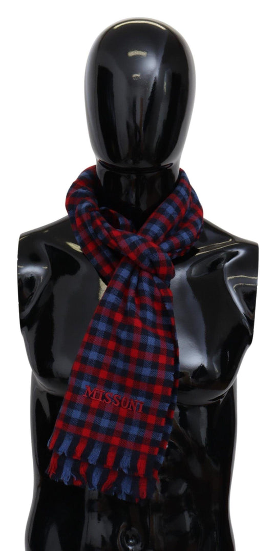 Missoni Chic Check Pattern Wool Scarf with Logo Embroidery - PER.FASHION