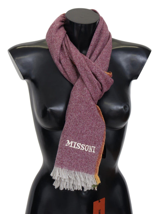 Missoni Chic Maroon Cashmere Scarf with Logo Embroidery - PER.FASHION