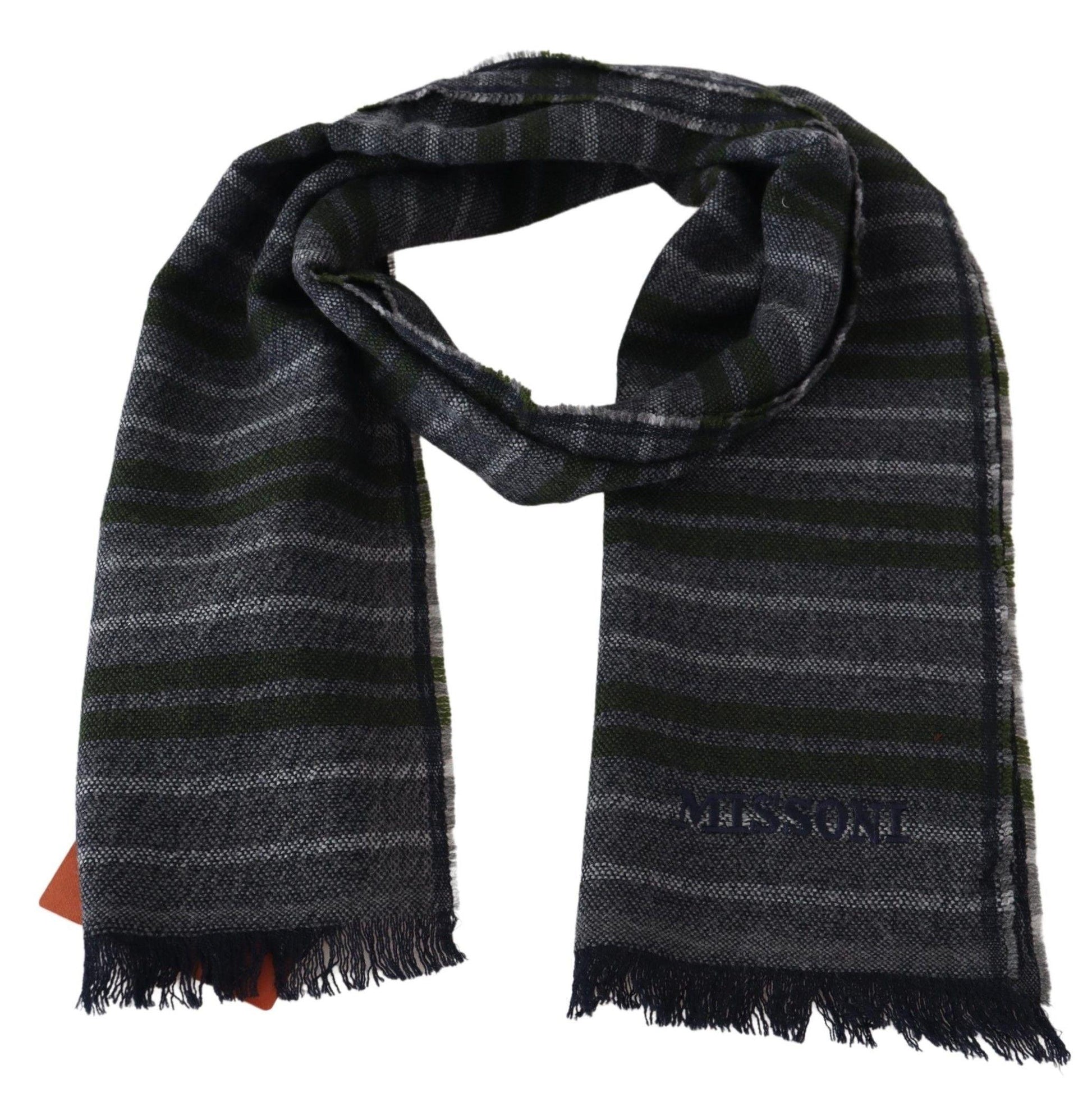 Missoni Chic Striped Wool Scarf with Logo Embroidery - PER.FASHION