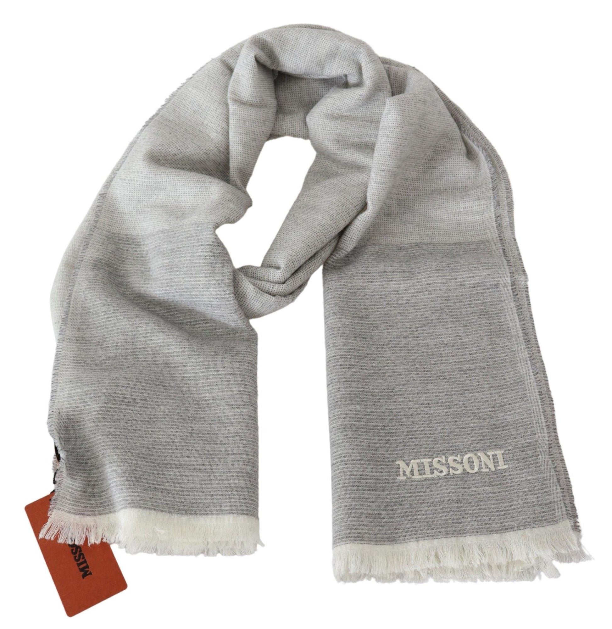 Missoni Elegant Beige Wool Scarf with Embroidery Detail - PER.FASHION