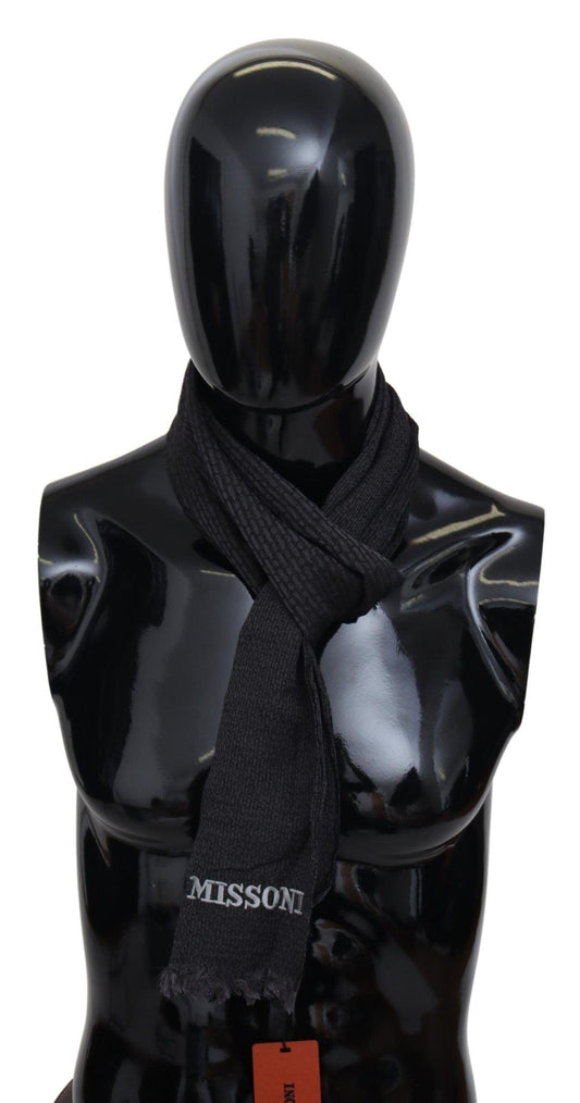 Missoni Elegant Black Wool Fringed Scarf - PER.FASHION