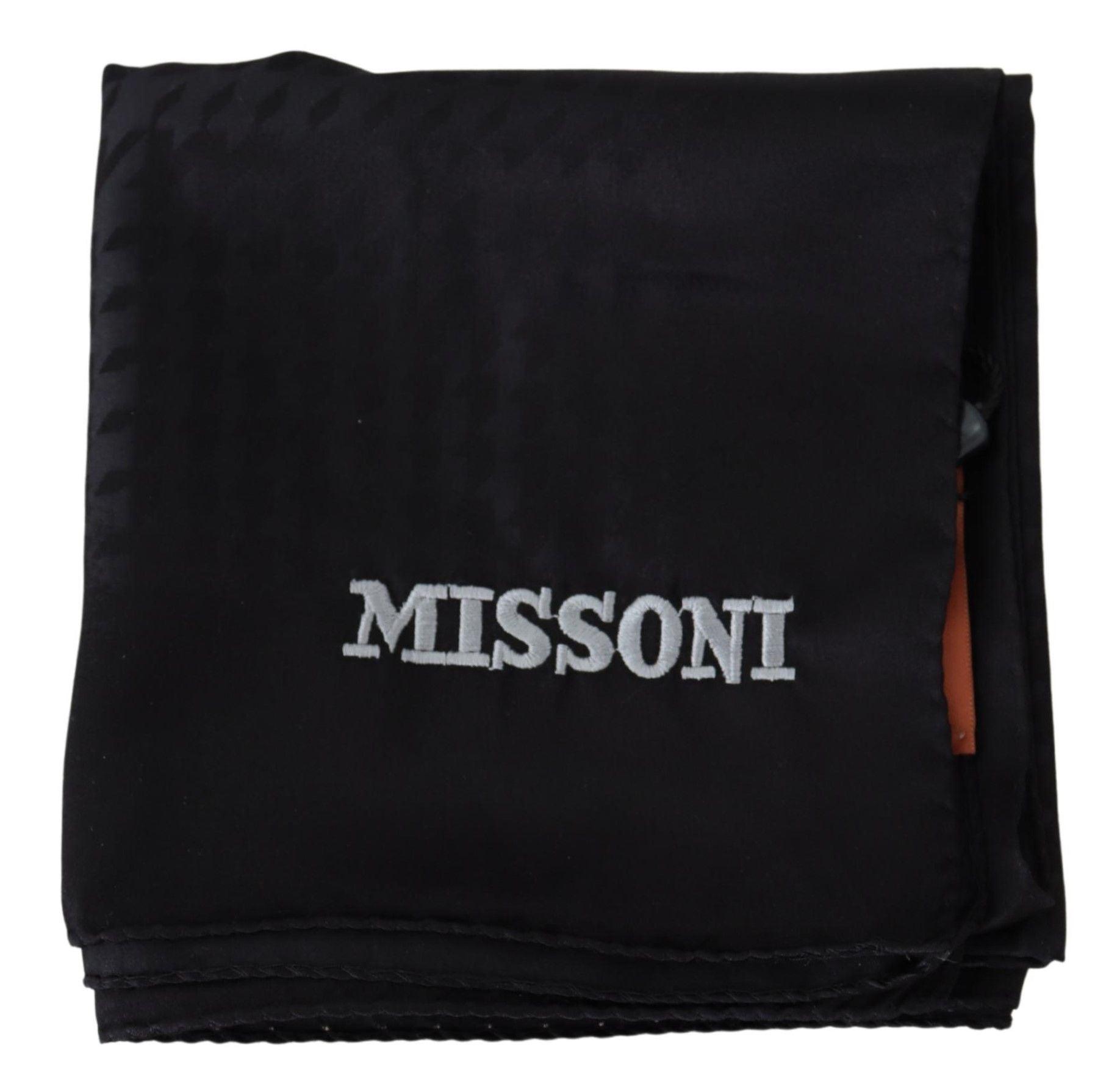 Missoni Elegant Black Wool Scarf with Embroidered Logo - PER.FASHION