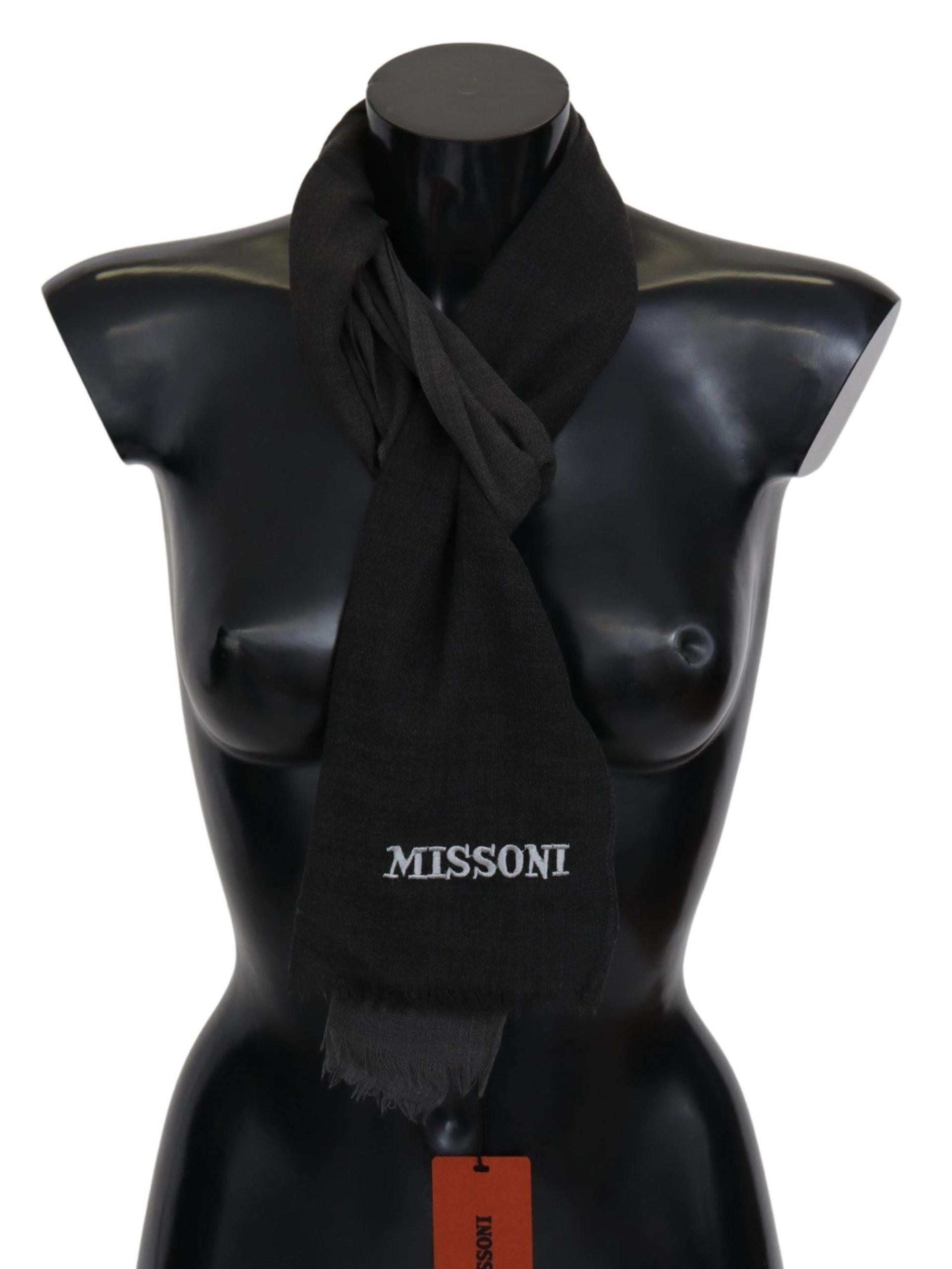 Missoni Elegant Black Wool Scarf with Fringes - PER.FASHION