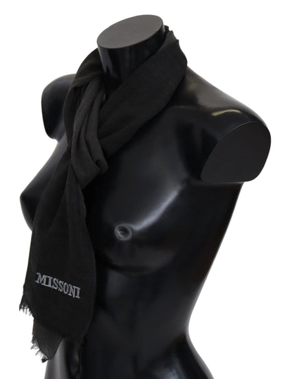 Missoni Elegant Black Wool Scarf with Fringes - PER.FASHION