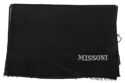 Missoni Elegant Black Wool Scarf with Fringes - PER.FASHION